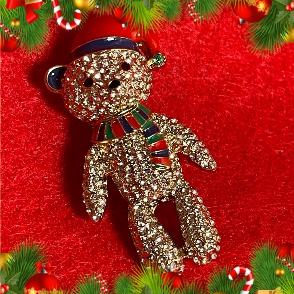 Talbots Rhinestone Teddy Bear Brooch NEW - Picture 5 of 10